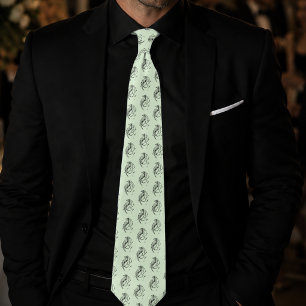 Corbata Dragón Tribal Negro Arte de Línea Fantasía Tatuaje