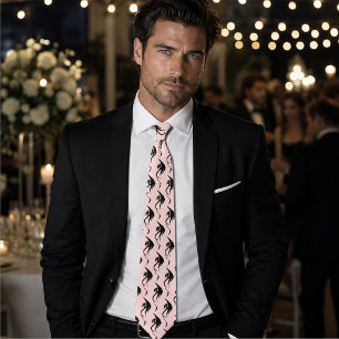 Corbata Dragón Tribal Negro Rosa