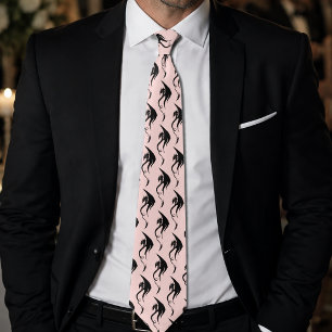 Corbata Dragón Tribal Negro Rosa