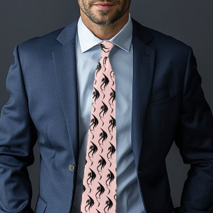 Corbata Dragón Tribal Negro Rosa