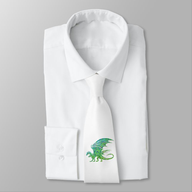 Corbata Dragón Verde Mosaico Increíble (Atado)