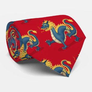 Corbata Dragón Zodiaco Chino Cute Rótulo Astrológico Rojo