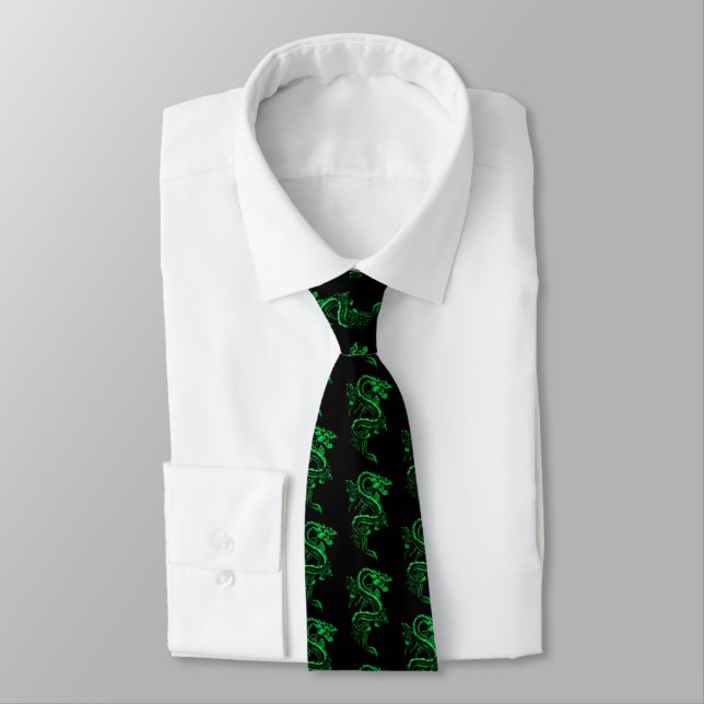 Corbata Dragones verdes asiáticos (Atado)