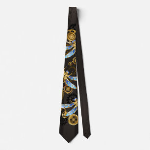 Corbata Dragoniscos de Steampunk sobre fondo rayado marrón