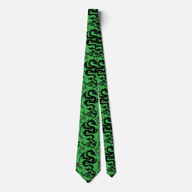 Corbata Dragons outline pattern 05.b.DOLP01.Green BG (Anverso)