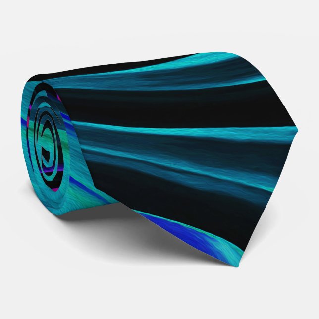 Corbata Dramático giro retro negro y turquesa (Enrollado)