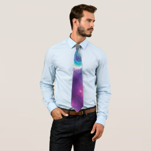 Corbata Dreamy Abstract Liquid Rainbow Swirls Cosmos Stars