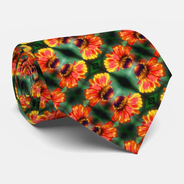Corbata Dreamy Zinnia Flower Pattern (Enrollado)