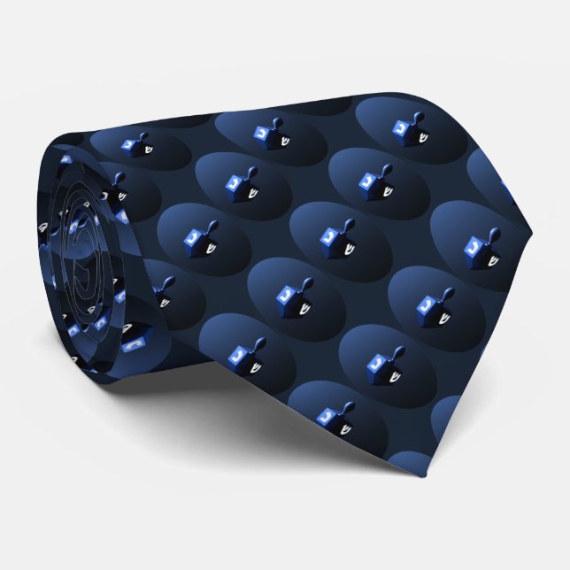 Corbata Dreidel azul brillante (Enrollado)