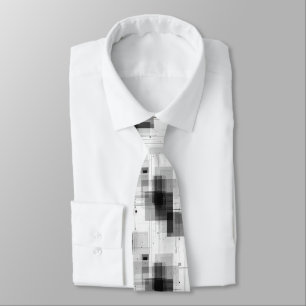 Corbata Dresor de patrón geométrico blanco negro