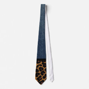 Corbata Dril de algodón y leopardo