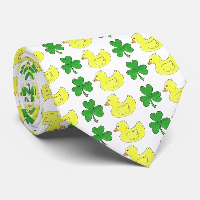 Corbata Duck santaluz el día de Patrick Shamrock Rubber Du (Enrollado)