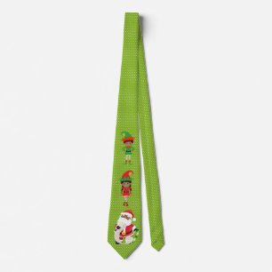 Corbata Duende Étnico Afroamericano Santa Navidad