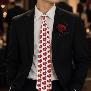 Corbata Dulce Corazón Rojo XO Amor Abrazos Besos