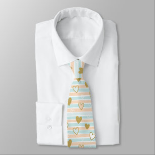 Corbata Dulce Corazón Romántico Pastel en Rayas