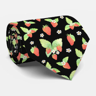 Corbata Dulce patrón botánico de acuarela de fresa