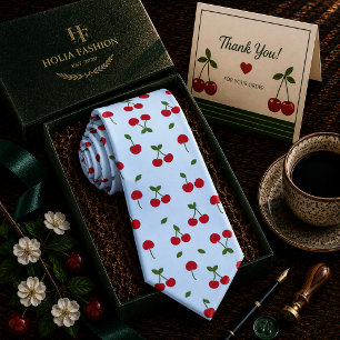 Corbata Dulce patrón de cereza roja