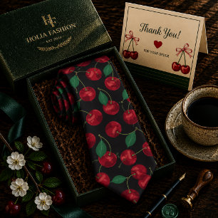 Corbata Dulce patrón de cereza roja