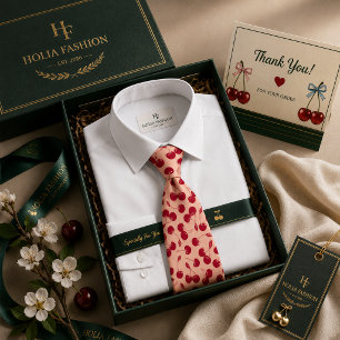 Corbata Dulce patrón de cereza roja