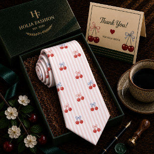 Corbata Dulce patrón de cereza roja