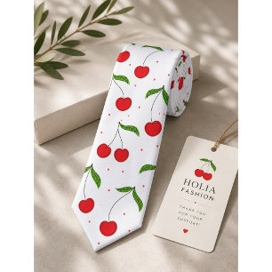 Corbata Dulce patrón de cereza roja