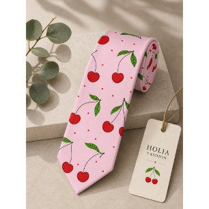 Corbata Dulce patrón de cereza roja
