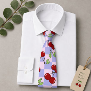 Corbata Dulce Patrón de Cereza Roja