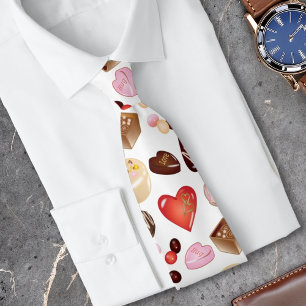 Corbata Dulce Patrón de Corazones de Chocolate de Color Ch