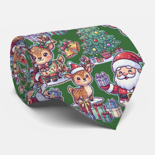 Corbata Dulce Patrón Navideño Festivo Verde Santa Claus