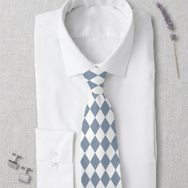 Corbata Dusty Blue and White Harlequin Diamond Tie