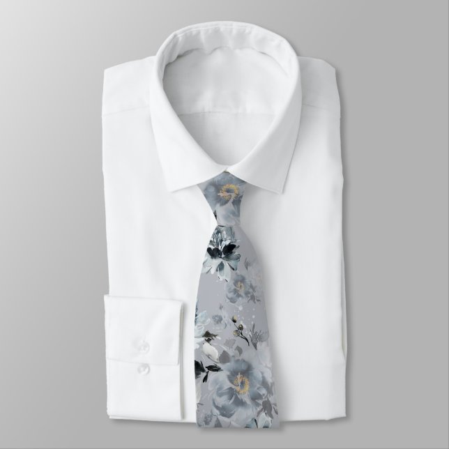 Corbata Dusty Blue Floral Boda Tie (Atado)