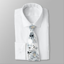 Dusty Blue Floral Boda Tie