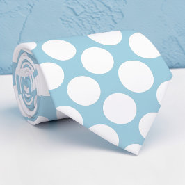 Corbata Dusty Blue Jumbo Polka Dots Custom Necktie