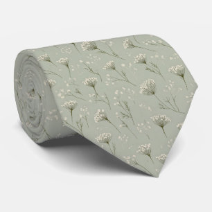 Corbata Dusty Sage Queen Anne Lace Boda Personalizada