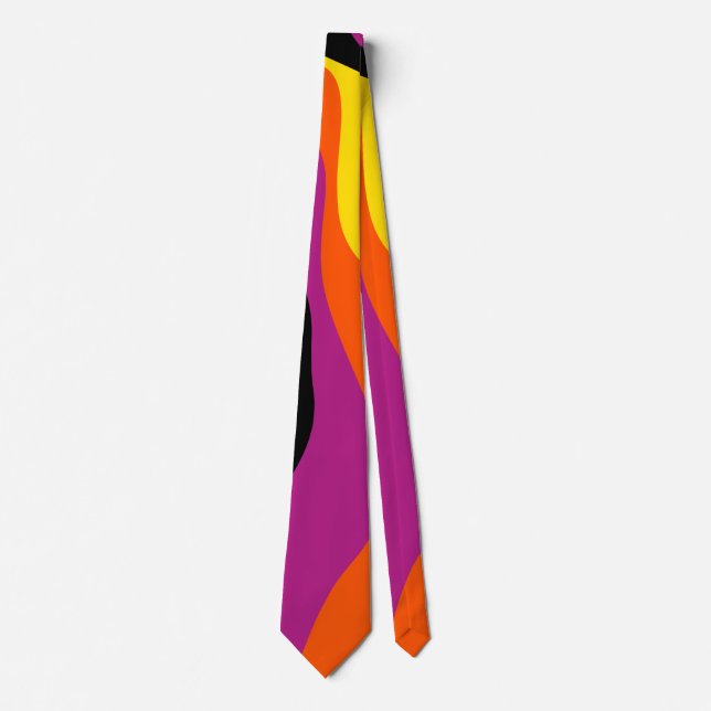 Corbata Ebb y Flow 4 - Negro, Rosa, Naranja y Amarillo (Anverso)