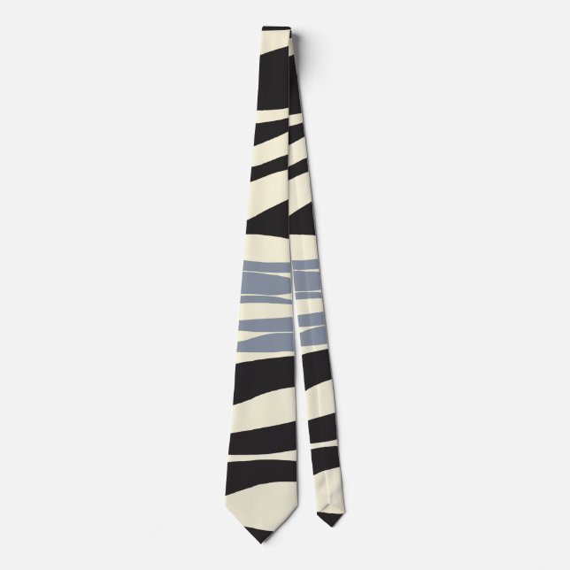 Corbata Ebb y Flow en negro, gris y crema (Anverso)