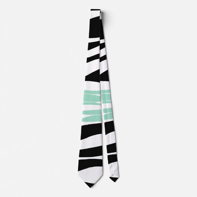 Corbata Ebb y Flow - Mint Green, White y Black (Anverso)