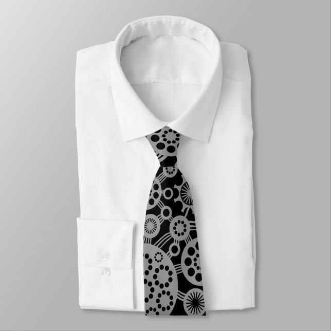Corbata Ecosistema - 30pc Gris sobre negro (Atado)