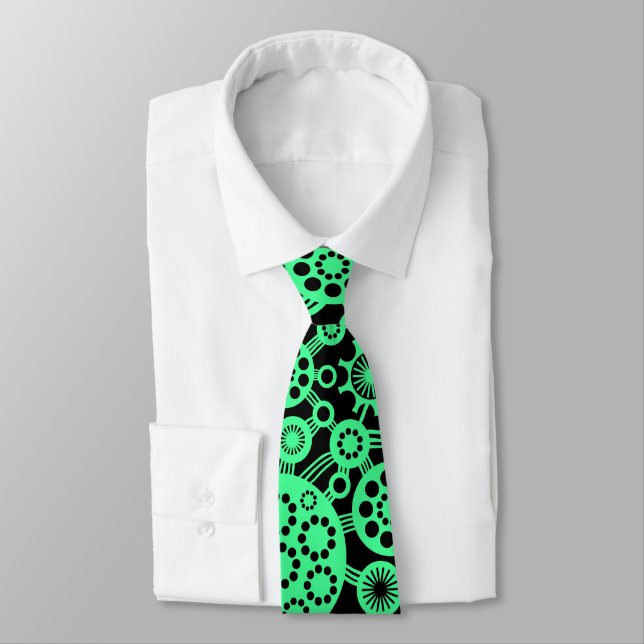 Corbata Ecosistema - Verde menta sobre negro (Atado)