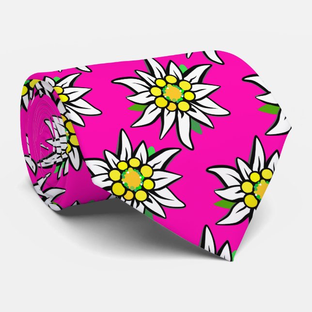 Corbata Edelweiß en rosa, para los fanáticos de Baviera (Enrollado)