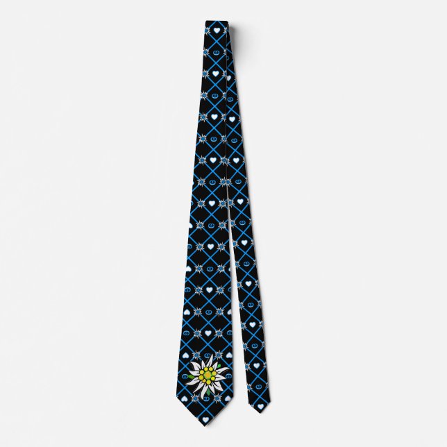 Corbata Edelweiss sobre negro (Anverso)