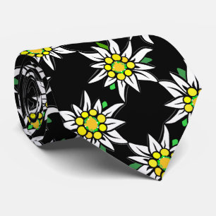 Corbata Edelweiß sobre negro, para los fanáticos de Bavier