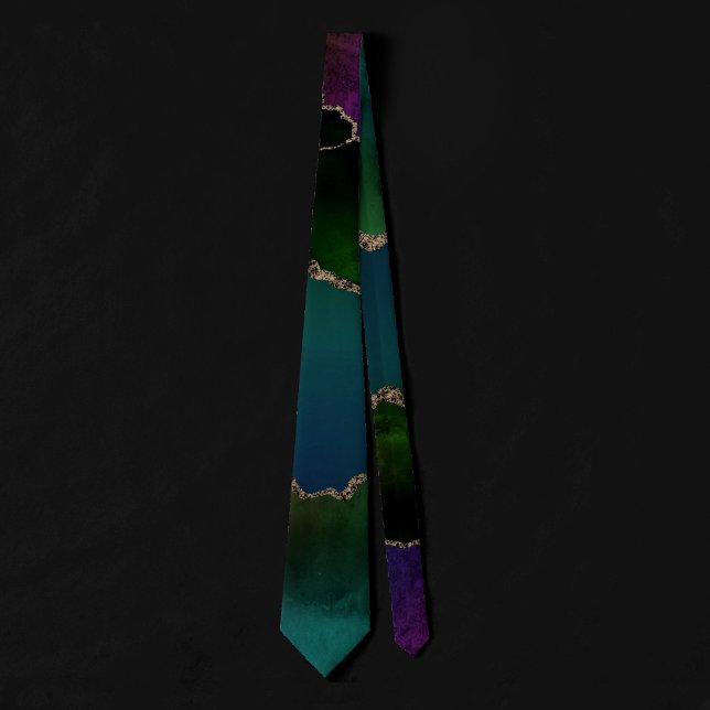 Corbata Edgy Agate | Moody Jewel Tone oscuro Verde azulado (Subido por el creador)
