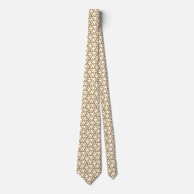 Corbata Efecto dominó: crema en marrón (Anverso)