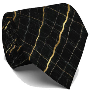 Corbata ejecutiva de lujo   Mármol negro y dorado