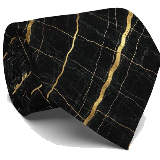Corbata ejecutiva de lujo | Mármol negro y dorado (Subido por el creador)