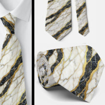 Corbata Ejecutiva | Mármol de Lujo B&W + Oro
