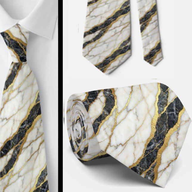 Corbata Ejecutiva | Mármol de Lujo B&W + Oro (Subido por el creador)