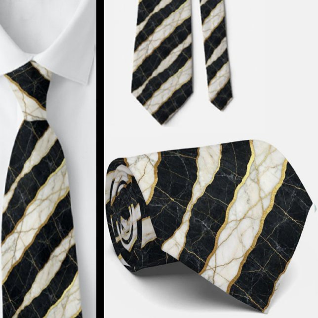 Corbata Ejecutiva | Mármol de Lujo B&W + Oro (Subido por el creador)