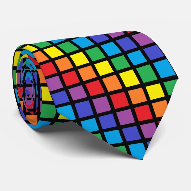 Corbata El arco iris ajusta negro (Enrollado)